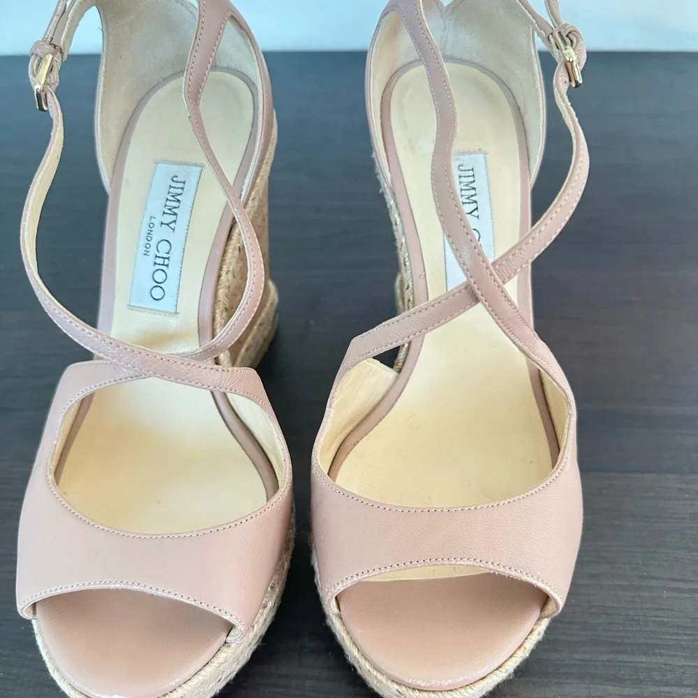 Jimmy Choo Blush Pink Cork Wedges - Picture 5 of 7